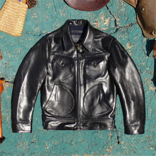 植鞣马皮 进口头层硬挺马皮真皮皮衣男门多萨四月亮兜皮夹克