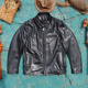 马皮夹克致敬Cafe Racer咖啡骑士款 立领真皮皮衣男夹克双向节领口