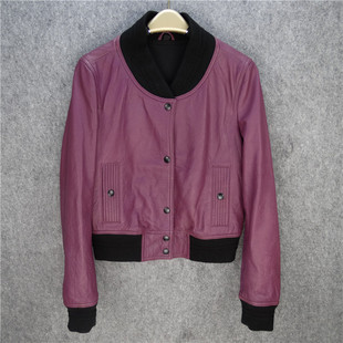 20年新品修身新西兰进口绵羊皮真皮皮衣短款女款棒球服夹克