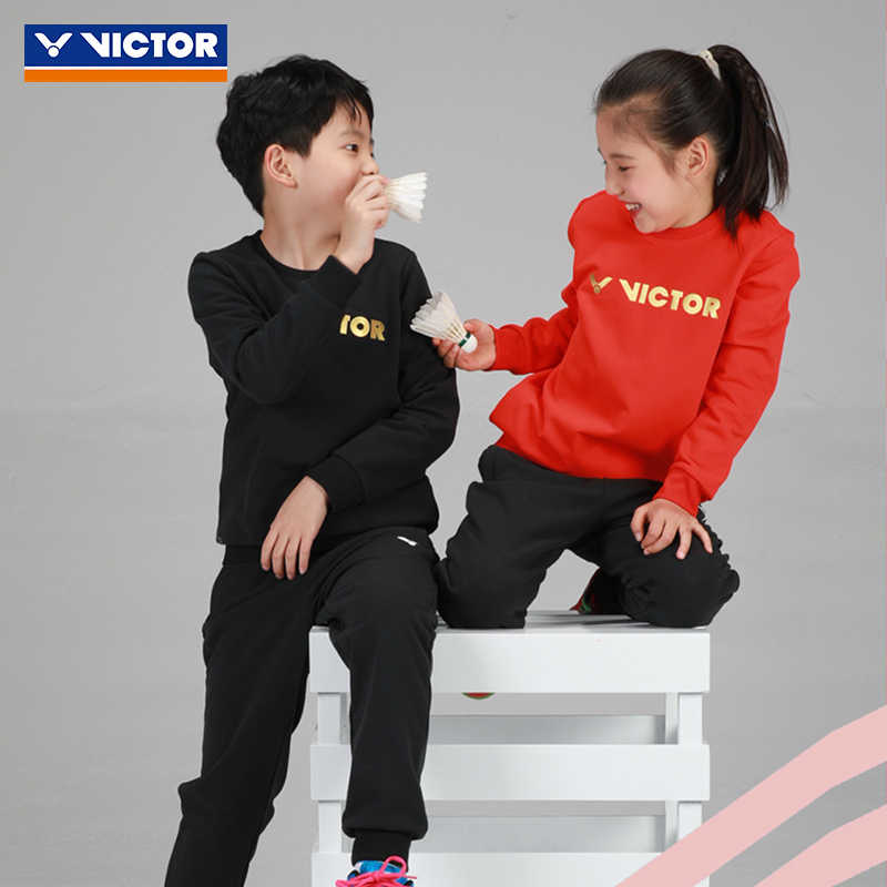 旗舰店特价victor胜利羽毛球服威克多男女童秋冬针织卫衣外套长裤