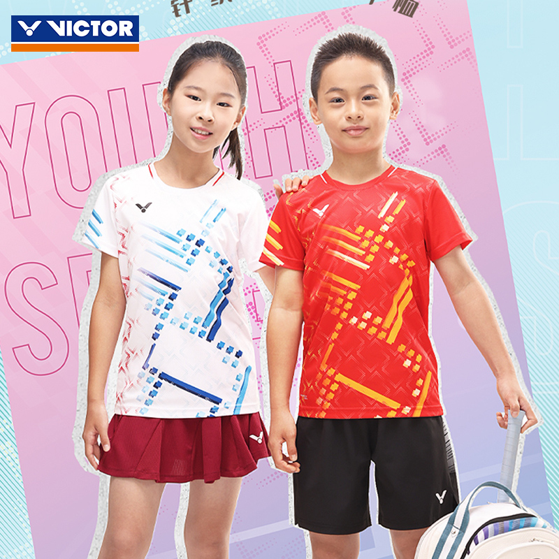 VICTOR威克多胜利羽毛球服青少系列针织儿童运动短袖T恤T-52009