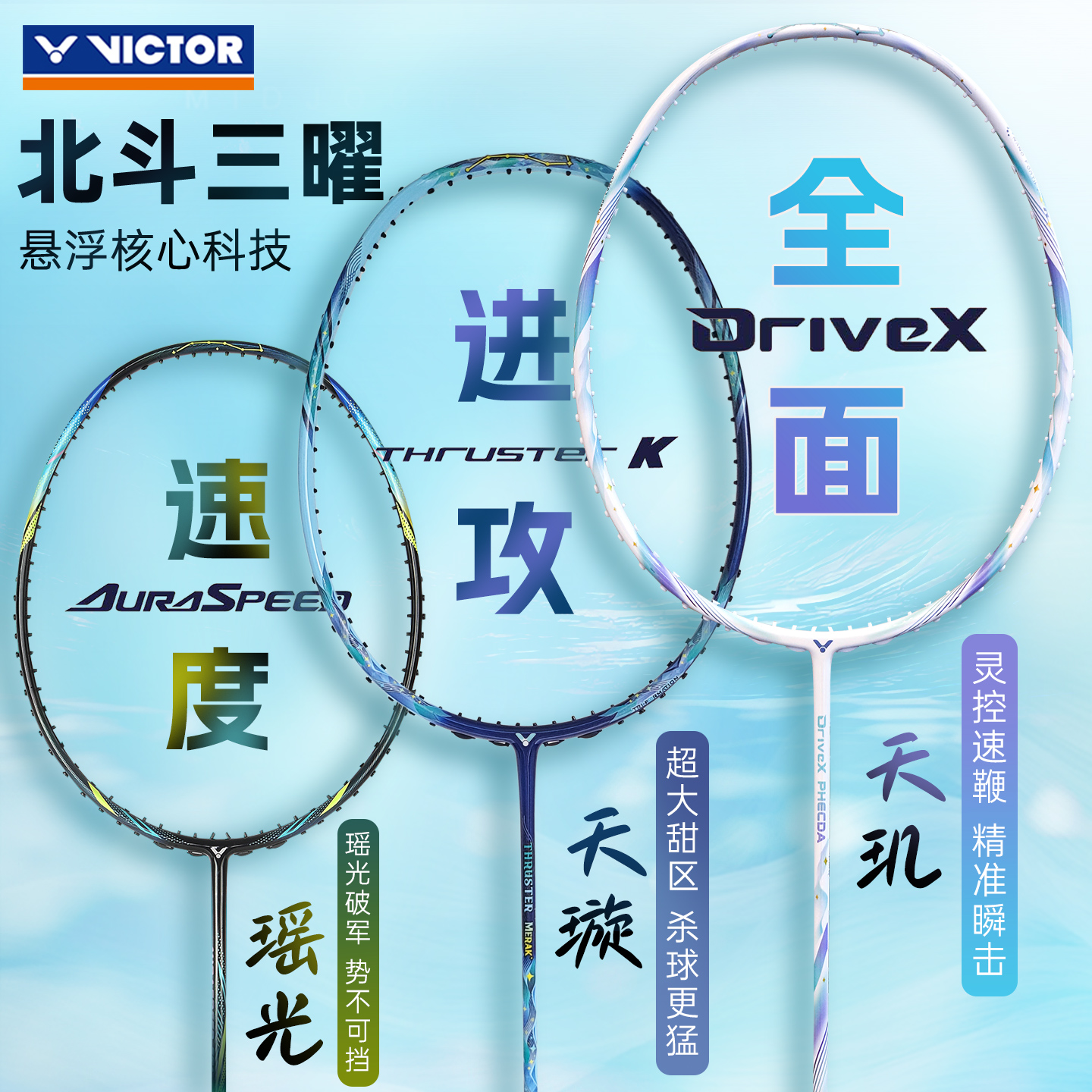 victor胜利羽毛球拍正品威克多专业天玑天璇瑶光进攻速度全面单拍