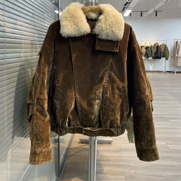 时尚牛仔植绒90白鹅绒派克服