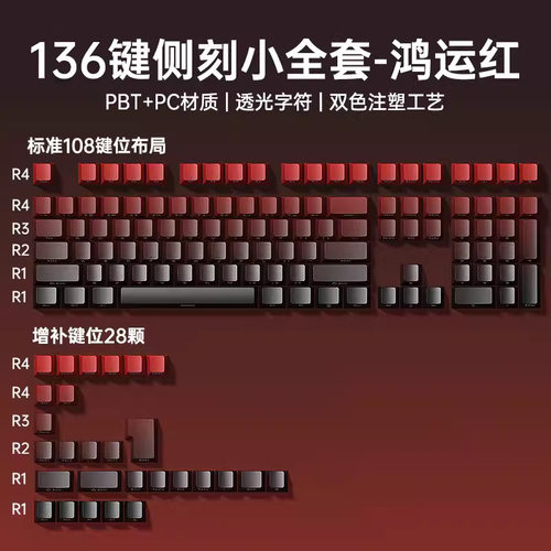 狼蛛F75侧刻渐变键帽小全套PBT材质原厂高度适配于68/75/81/87/