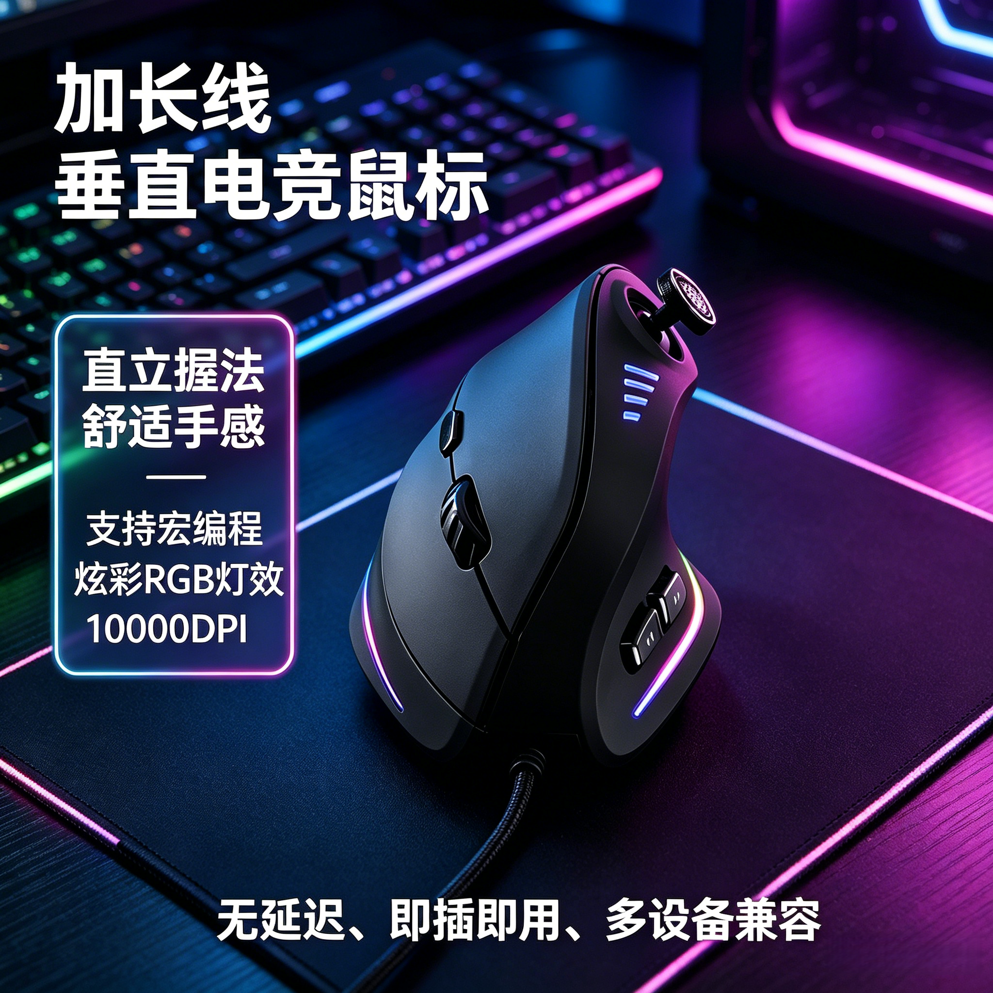 摇杆垂直3米5米10米加长线电竞游戏鼠标宏编程作图滑鼠人体工学