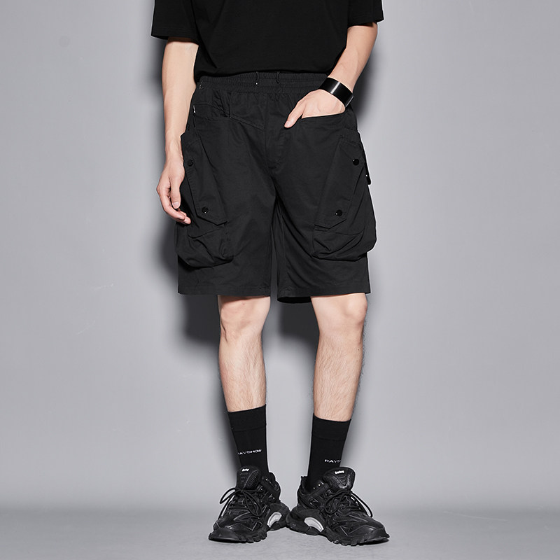 暗黑山本机能风短裤男生潮牌多口袋工装五分裤子痞帅高街剪裁短裤