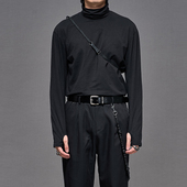 简约时尚 百搭剪裁极简风百搭暗黑春秋冬保暖半高领男打底长袖 TEE