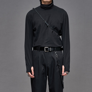 简约时尚 TEE 百搭剪裁极简风百搭暗黑春秋冬保暖半高领男打底长袖