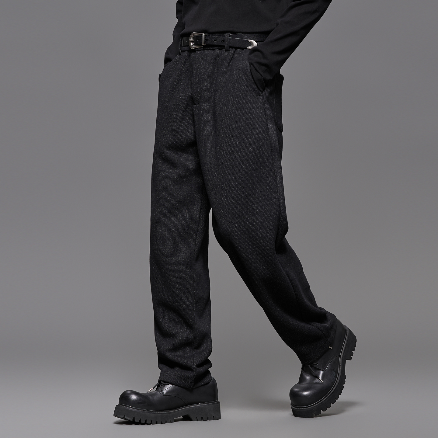 秋冬厚度羊毛混纺简约时尚直筒裤