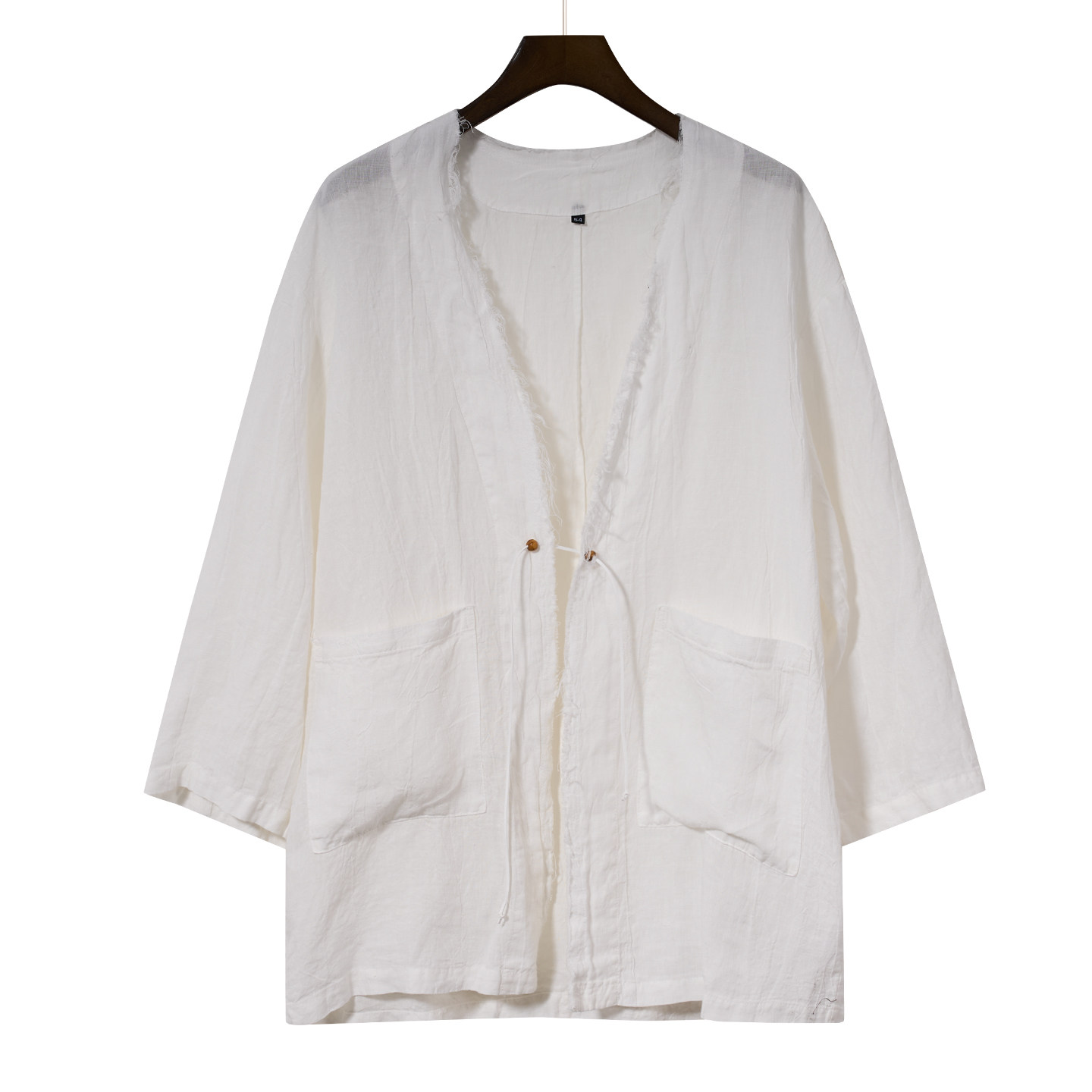 高品质白色亚麻道袍开衫男装日系复古新中式国风宽松夹克休闲外套