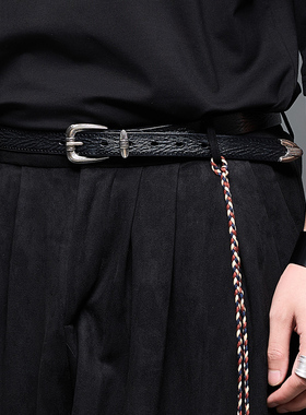 日系复古简约小众牛皮真皮新中式设计师时尚头层牛皮皮带裤腰带