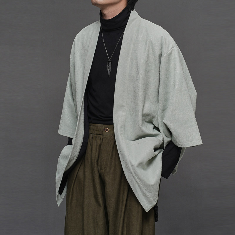 V领春秋冬宽松复古印花夹克