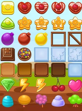 U3D资源 2D糖果饼干三消类游戏资源包 Candy Cookie v1.2