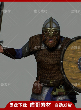 UE4UE5角色 Modular Viking Sword Master 中世纪维京持剑人物