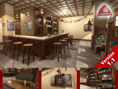 U3D 酒吧酒馆室内场景模型 Tavern Bar Interior 1.0