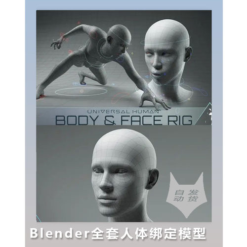 Blender全套人体绑定模型+8K贴图+皮肤着色器+教程