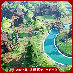 UE4UE5场景 Stylized Village 卡通风格化村庄雪山河流场景
