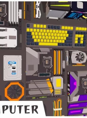U3D模型 卡通电脑组装配件模型 POLY computer constructor 1.0