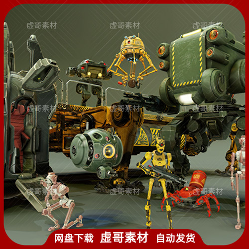 UE4UE5模型 SCI FI ROBOTS PACK VOL 1 未来科幻机器合集动画模型