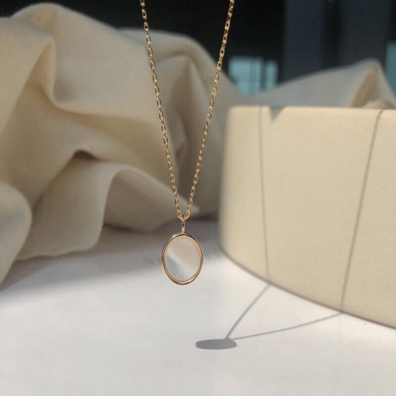 钛钢不掉色小众高级感白贝母项链