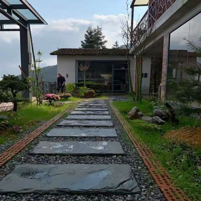 青石板踏步石庭院花园石板路草坪汀步石户外铺路石天然石材垫脚石