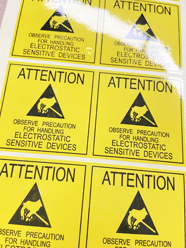ATTENTION封口警示标签防静电封口贴黄色封口贴纸48*48mm不干胶