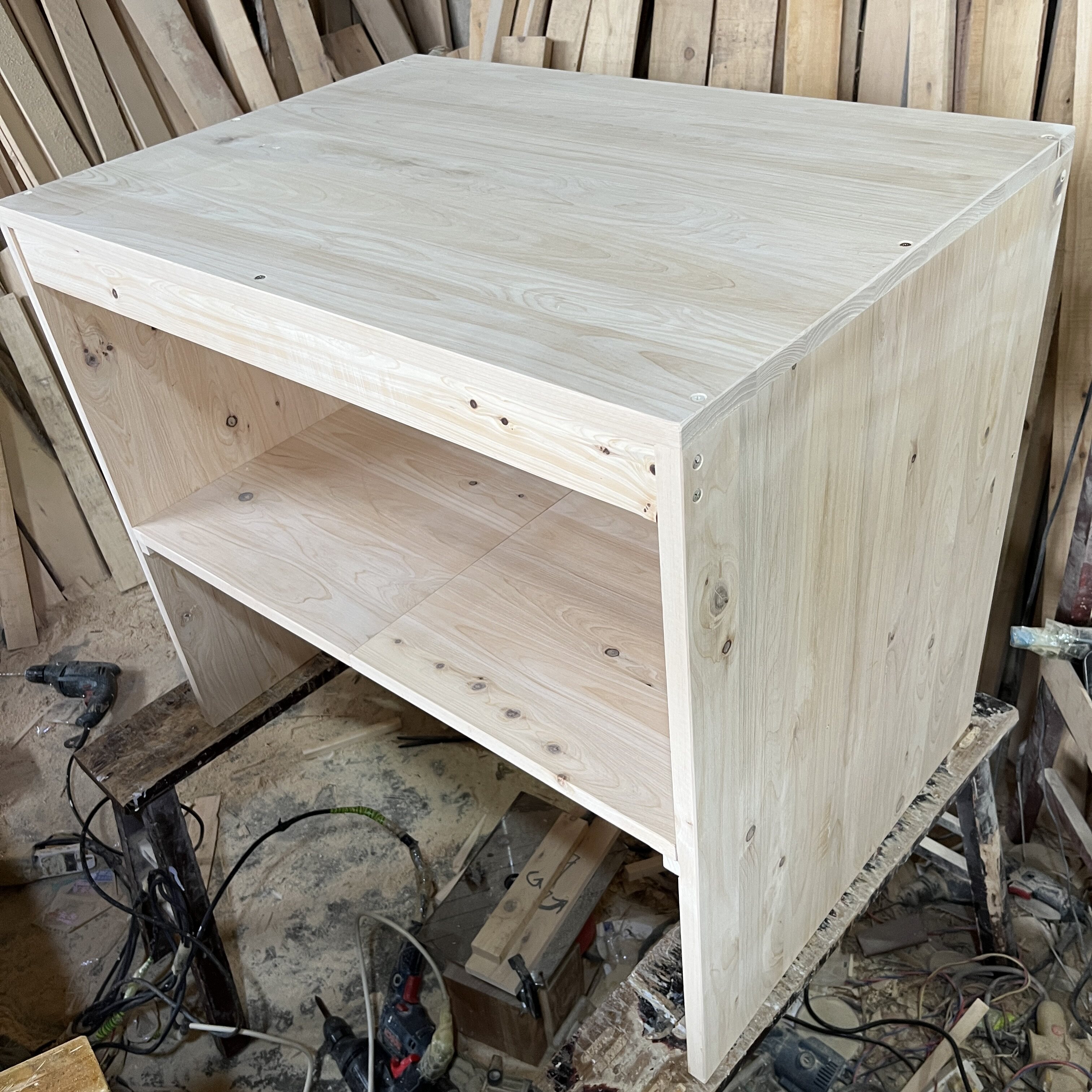 86&times;60&times;75香柏木桌子双层实木餐桌电脑桌活动层板单人位书桌儿童