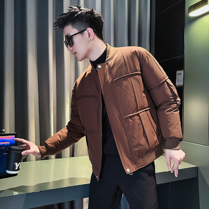 MF97-P138控178冬季社会小伙加厚保暖立领棉衣棉服外套咖色1，男装棉衣，电商A220