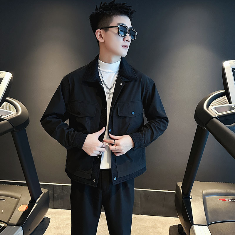 SJ51-P108控148秋装社会小伙夹克外套男潮店主风上衣白色1,男装夹克,电商A220