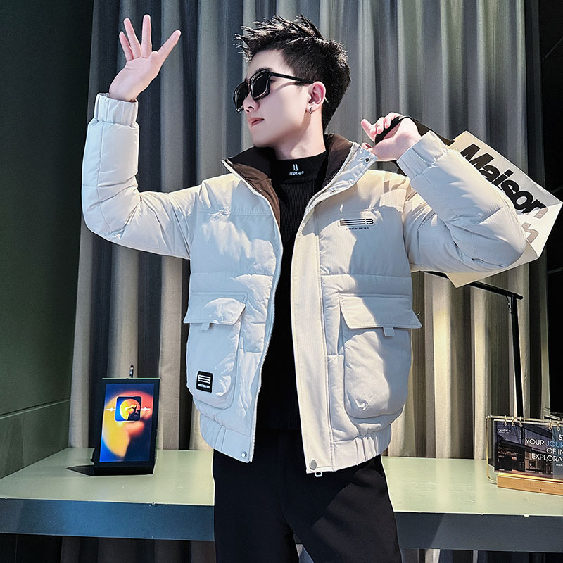 MF62-P138 控178  冬季社会小伙店主风立领棉衣棉服外套 白1图片
