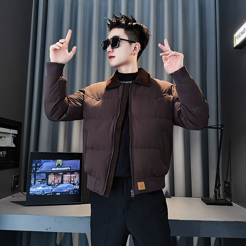 MF82-P138 控178  冬季社会小伙加厚保暖立领棉衣棉服外套 咖色2图片
