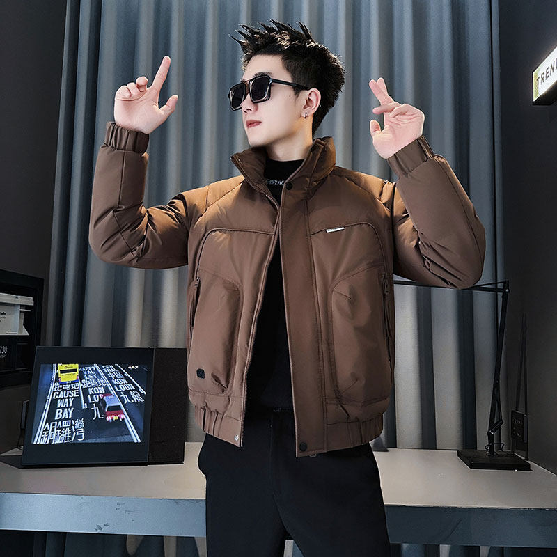 MF86-P138 控178  冬季社会小伙加厚保暖立领棉衣棉服外套焦糖色1图片