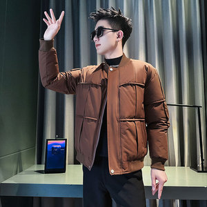 MF97-P138 控178  冬季社会小伙加厚保暖立领棉衣棉服外套 咖色1图片
