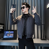 MF90-P148控198冬季社会小伙加厚保暖立领假两件棉服外套灰色1，男装棉衣，电商A220