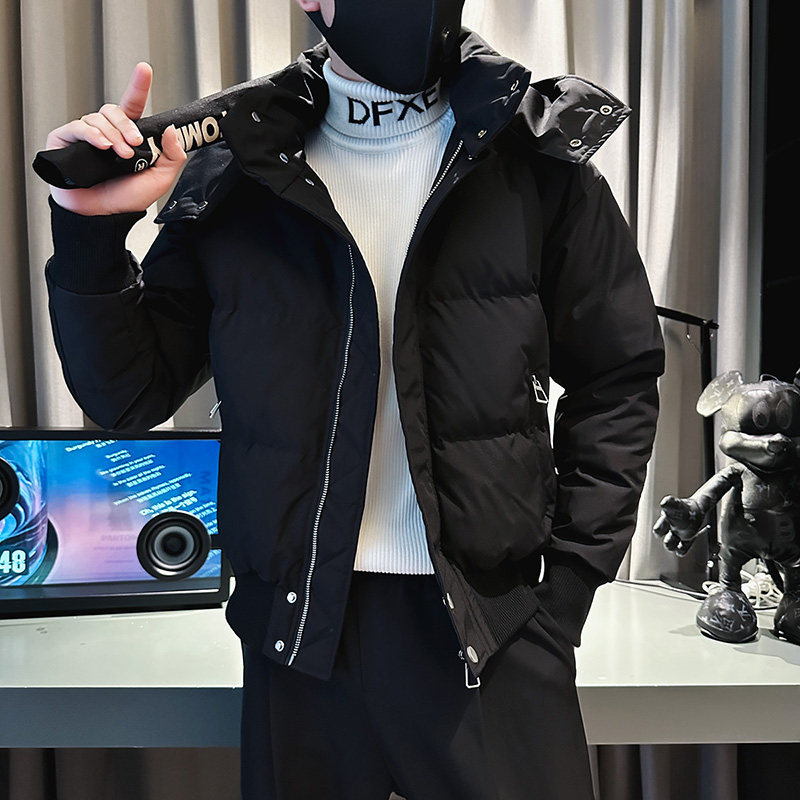 MF32-P138 控178  冬季社会小伙加厚保暖连帽棉衣棉服外套 黑2图片