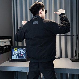 MF90-P148 控198 冬季社会小伙加厚保暖立领假两件棉服外套卡色1图片