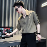 SC173-P58控88社会小伙店主风男潮中袖衬衣短袖衬衫卡2，男装T恤，电商A220