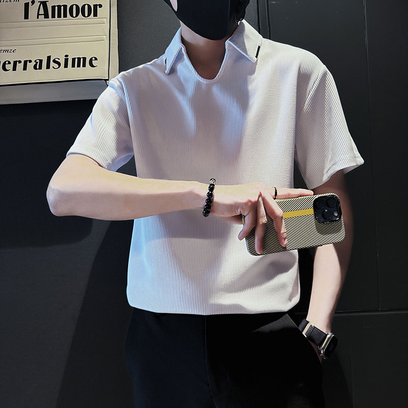 SP43-P58控78春夏男社会小伙针织短袖polo衫潮流t恤黑2,男装T恤,电商A220