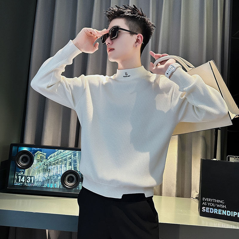 SM77-P78控108社会小伙店主风男潮毛衣针织衫白1，男装针织衫/毛衣，电商A220