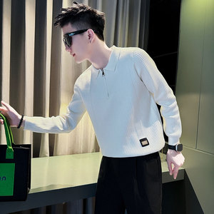 SM84-P68 控98 社会小伙店主风男潮毛衣针织衫 白1图片