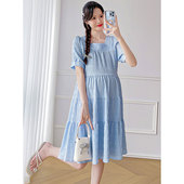 a字裙中长款 孕妇夏装 短袖 甜美宽松遮肚大码 小个子潮妈 连衣裙韩版