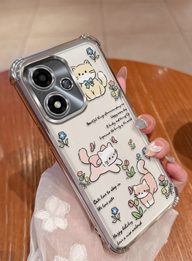 可爱猫咪适用oppoA2m手机壳oppo保护A2m硅胶套PJU110全包气囊防摔5G透明opa软壳新款m5g卡通oppa女oppopju薄