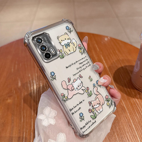 可爱猫咪适用realmeGTneo手机壳真我gtneo闪速版RMX3031硅胶套全包realme气囊防摔oppo透明软壳3350女gt卡通n