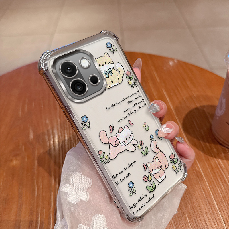 可爱猫咪适用一加13T手机壳1加13T保护硅胶套PKX110镜头全包气囊防摔oneplus透明软壳oppo女新款卡通高颜值十