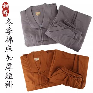 相牌僧服短褂男冬季加厚款保暖小褂棉袄棉麻僧衣和尚衣服女比丘尼