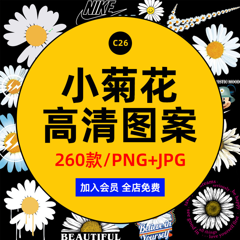 小雏菊花图案png免抠图片 印花素材热转印花高清素材库