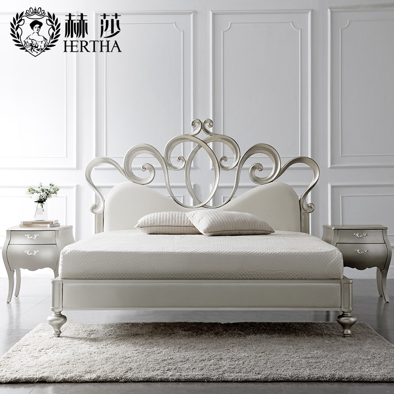 法式家具后现代简约欧式实木公主结婚床美式1.5轻奢主卧1.8米HJ