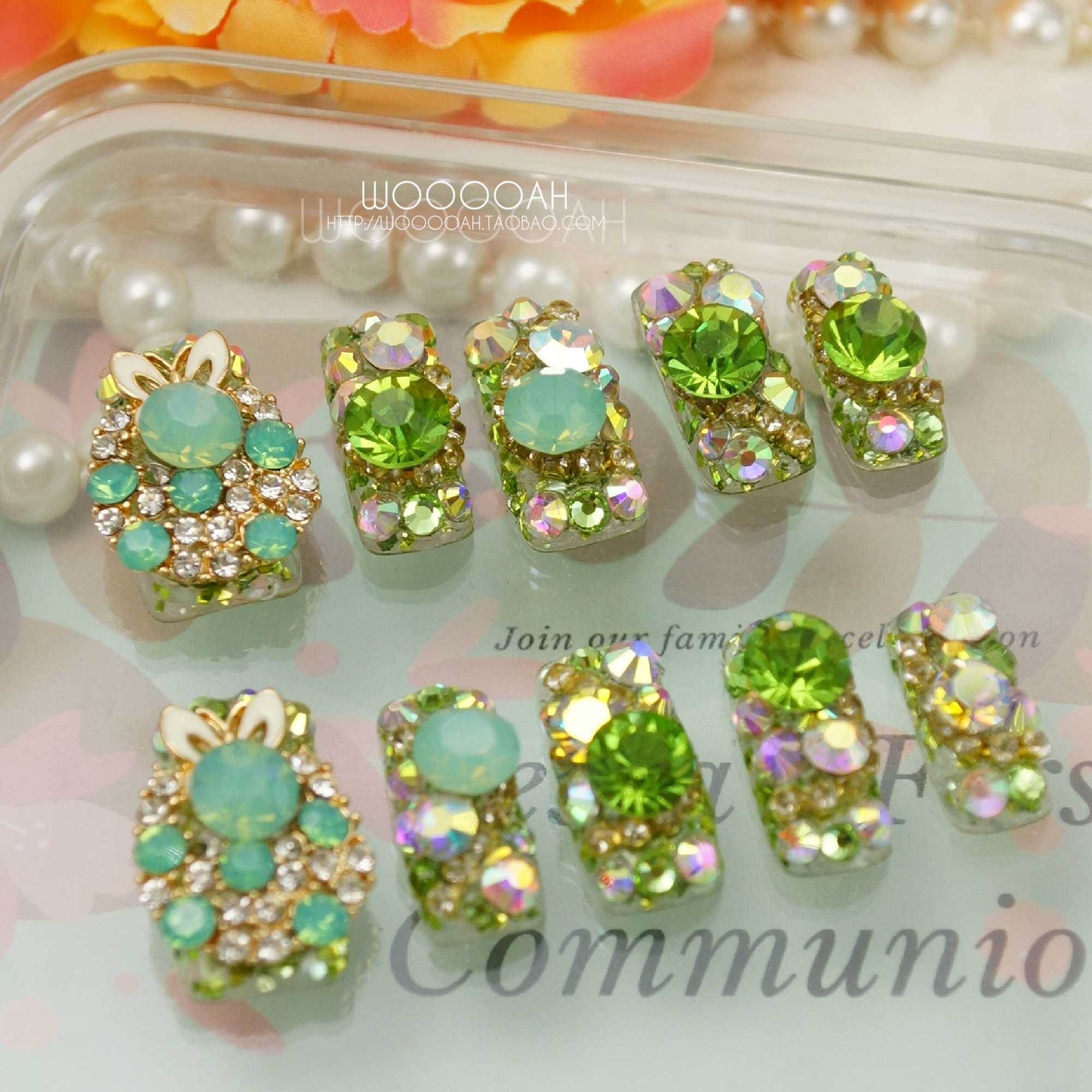 法式复古绿幽灵波西米亚穿戴甲