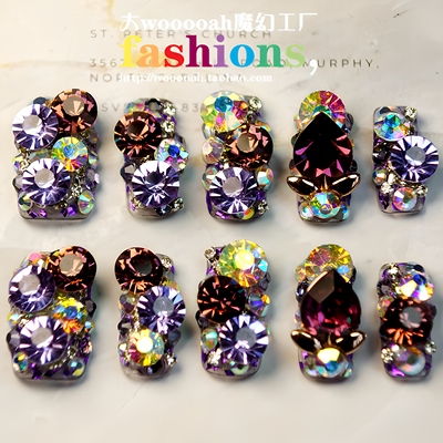 紫色闪钻ins小红书满钻穿戴甲