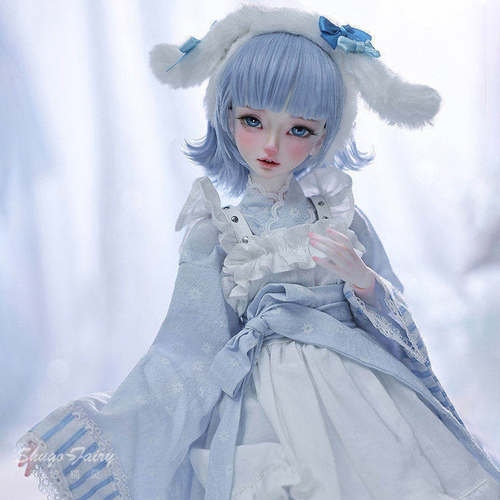 4分BJD娃娃纱绮水色穿搭小狗全套